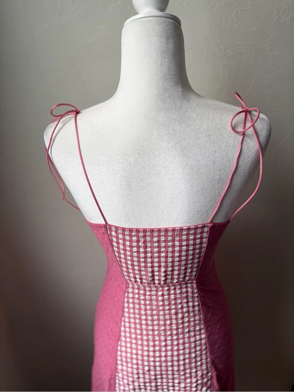 Urban Outfitters Pink Gingham Corset Mini Dress Eyelet Bustier SP - Picture 12 of 15